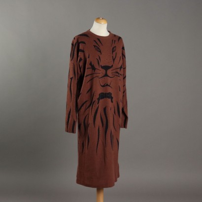 Krizia Vintage Dress Wool UK Size 14 Italy 1980s