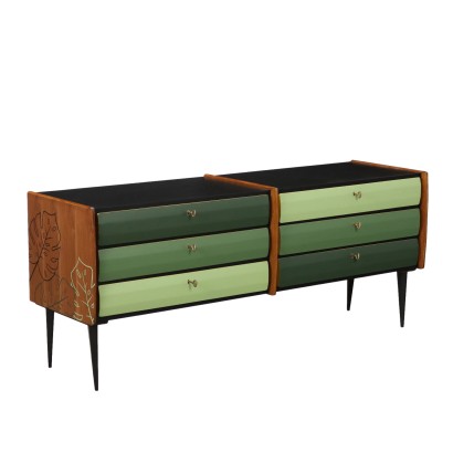 Vintage Cabinet Jungle Collection Lacquered Wood Italy 1950s-60s