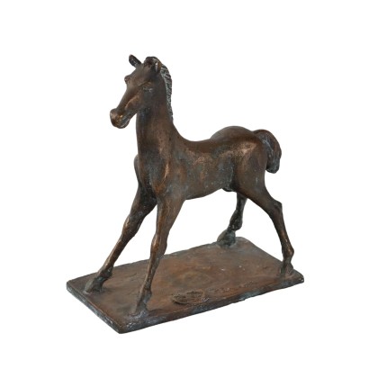 Antique Bronze Sculpture Horse Eros Pellini Italy XX Century