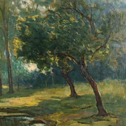 Dipinto di Giovanni Cavalli,Laghetto con cigni,Giovanni Cavalli,Giovanni Cavalli,Giovanni Cavalli