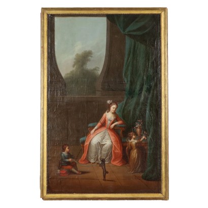 Dipinto Scena di Interno con Figure