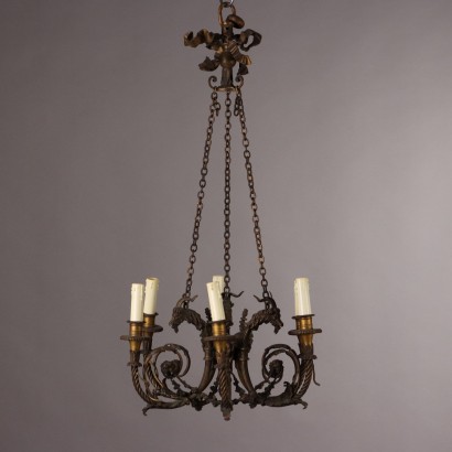 Antiker Kronleuchter Neoklassizistischer Stil Bronze des XX Jhs