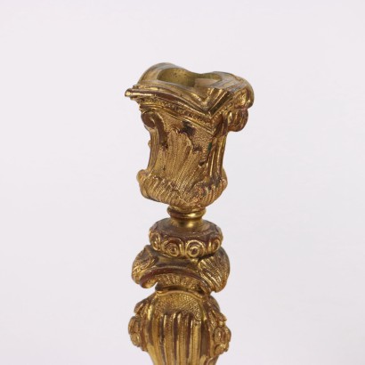 Coppia di Candelieri in Bronzo Dorato