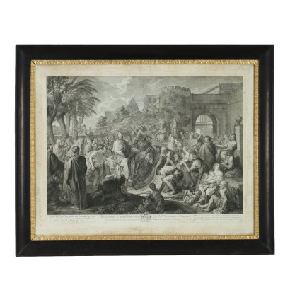 Antique Empire Frame Walnut Print Religious Subject XIX Century