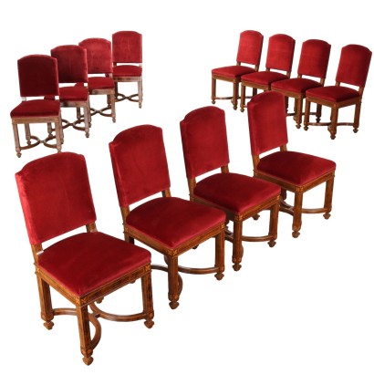 Gruppo di 12 Sedie Periodo Umbertino