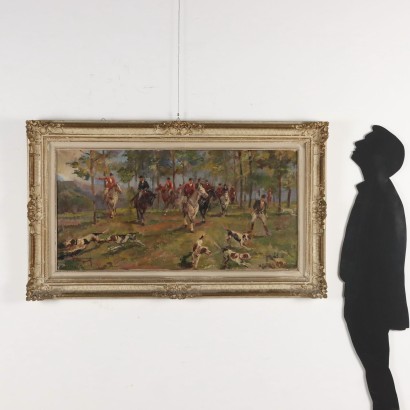 Dipinto di Ovidio Gragnoli,Battuta di caccia,Ovidio Gragnoli,Ovidio Gragnoli,Ovidio Gragnoli