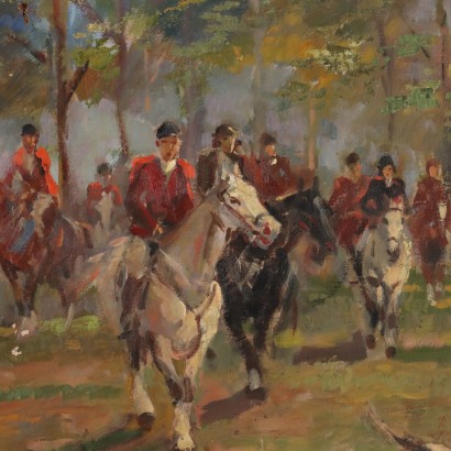 Dipinto di Ovidio Gragnoli,Battuta di caccia,Ovidio Gragnoli,Ovidio Gragnoli,Ovidio Gragnoli