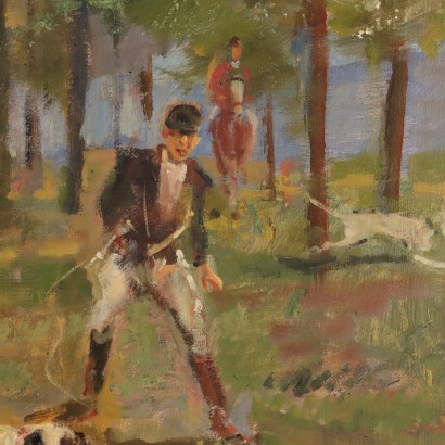 Dipinto di Ovidio Gragnoli,Battuta di caccia,Ovidio Gragnoli,Ovidio Gragnoli,Ovidio Gragnoli