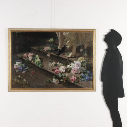 Dipinto Ermocrate Bucchi,Dipinto di Ermocrate Bucchi,Scalinata con fiori,Ermocrate Bucchi,Ermocrate Bucchi,Ermocrate Bucchi,Ermocrate Bucchi