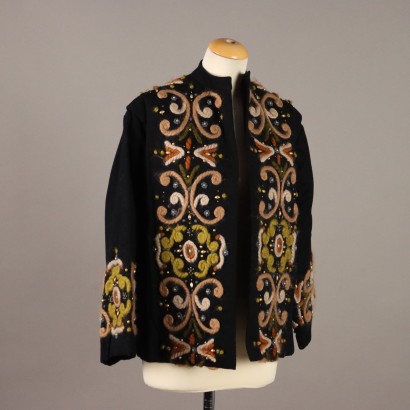 Vintage Veste Stoff mit Stickereien Gr. M/L Italien Originell