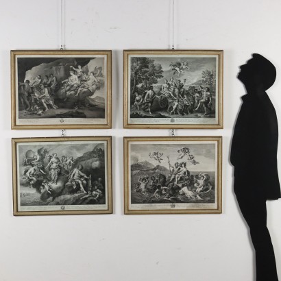 Groupe de quatre gravures de Cristofo,Les Quatre Éléments,Cristoforo Dall,Cristoforo Dall,Cristoforo Dall