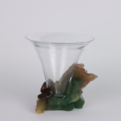 Jarrón Daum de cristal y pasta de ternera