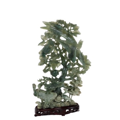 Antike Skulptur Jade Holzbasis China des XX Jhs