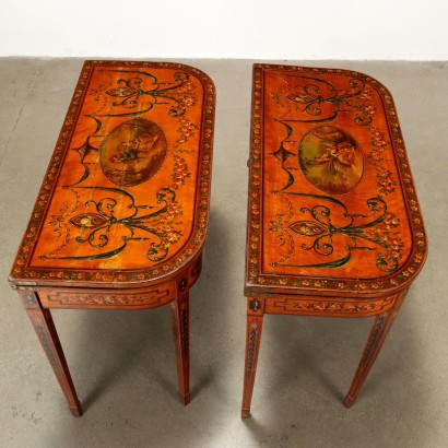 Pair of Game Tables,Pair of Painted Game Tables