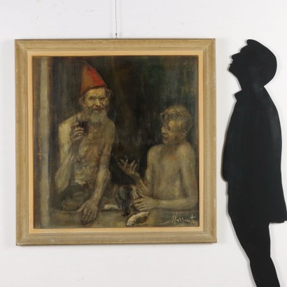 Dipinto di Natale Morzenti,Autoritratto con bambino,Natale Morzenti,Natale Morzenti,Natale Morzenti