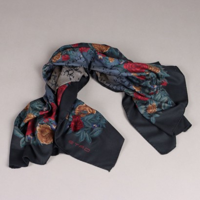 Etro Vintage Schal Wolle Blumenmuster Italien der 90er Jahre
