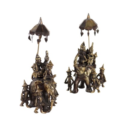 Antike Skulptur Maharadscha über Elefanten Bronze des XX Jhs