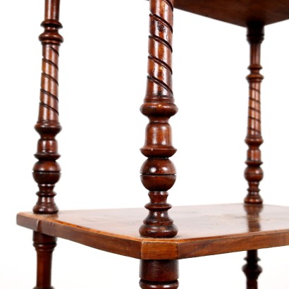 Scaffalino a rotelle,Etagère in Noce XX Secolo