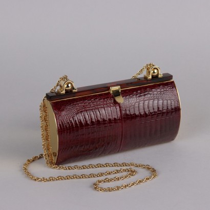 Bolso de noche vintage de piel burdeos