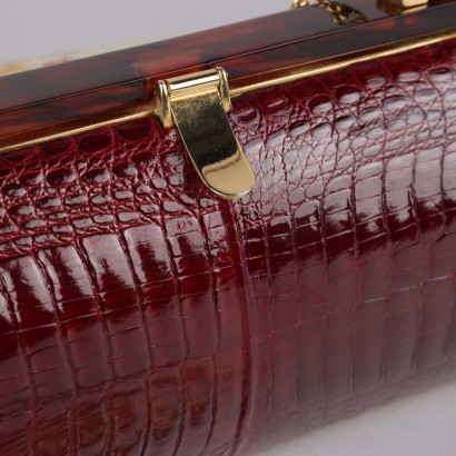 Bolso de noche vintage de piel burdeos