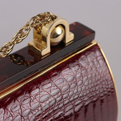 Bolso de noche vintage de piel burdeos