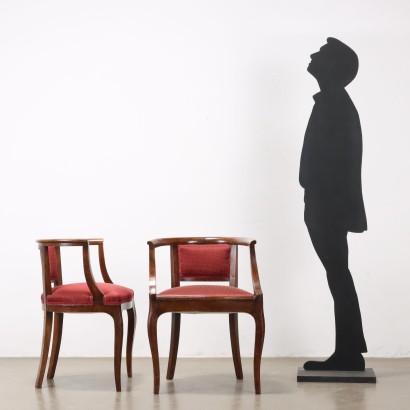 Coppia poltroncine,Coppia di poltroncine,Coppia di Poltroncine in Noce