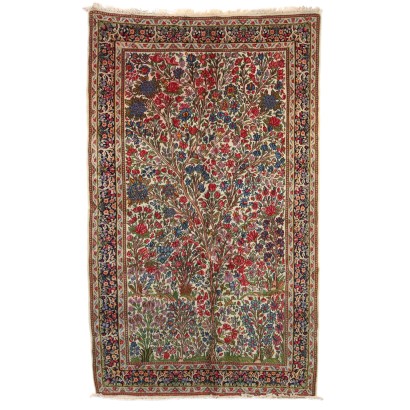 Tapis Ancien Asiatique Coton Laine Noeud Gros 245 x 150 cm