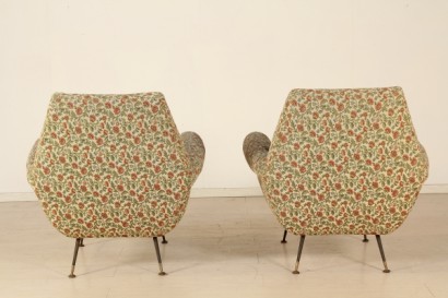 Poltrone anni 50, imbottitura a molle, ad espanso, rivestimento in tessuto, discrete condizioni, piccoli segni di usura