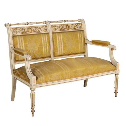 Canapé Ancien Style Néoclassique Bois Doré Laqué XIXe Siècle