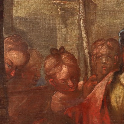 Tableau avec scène biblique, Éliézer et Rébecca au puits
