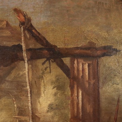 Tableau avec scène biblique, Éliézer et Rébecca au puits