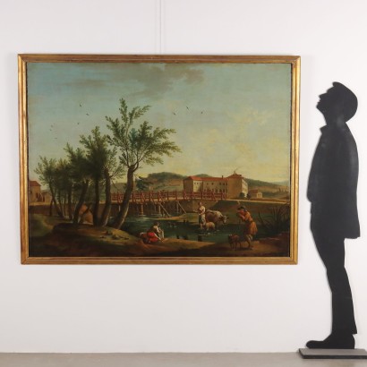Dipinto Paesaggio con Figure