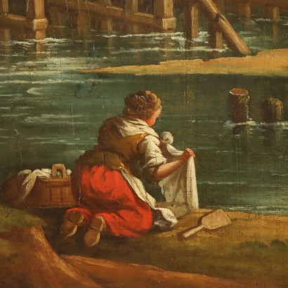 Dipinto Paesaggio con Figure