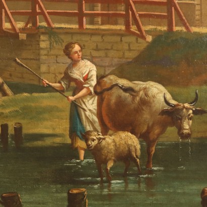 Dipinto Paesaggio con Figure