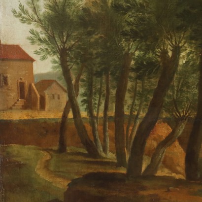 Dipinto Paesaggio con Figure