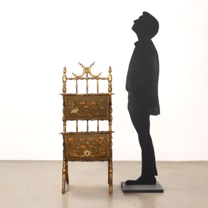 Portariviste,Portariviste in Legno dorato e Seta ri