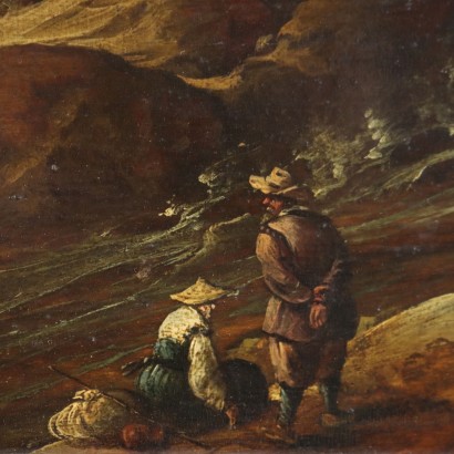 Dipinto Paesaggio con Cascata e Figure