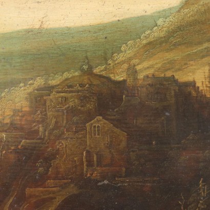 Dipinto Paesaggio con Cascata e Figure