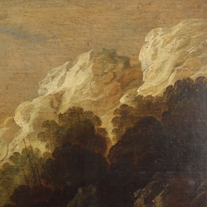 Dipinto Paesaggio con Cascata e Figure