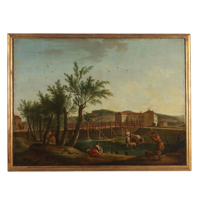 Dipinto Paesaggio con Figure