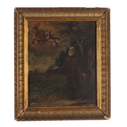 Dipinto San Francesco da Paola Placa%,San Francesco da Paola riceve il uo ,Dipinto San Francesco da Paola Placa%,Dipinto San Francesco da Paola Placa l