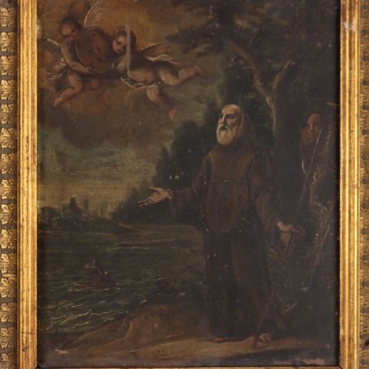 Dipinto San Francesco da Paola Placa%,San Francesco da Paola riceve il uo ,Dipinto San Francesco da Paola Placa%,Dipinto San Francesco da Paola Placa l