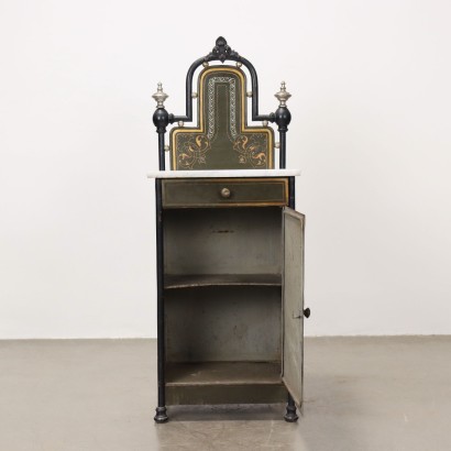 Comodino in metallo dipinto,Comodino Umbertino Fine XIX Secolo