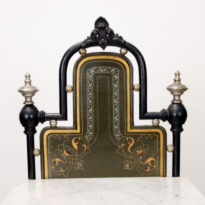 Comodino in metallo dipinto,Comodino Umbertino Fine XIX Secolo