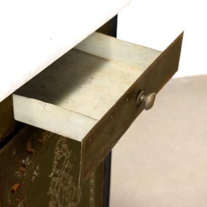 Comodino in metallo dipinto,Comodino Umbertino Fine XIX Secolo