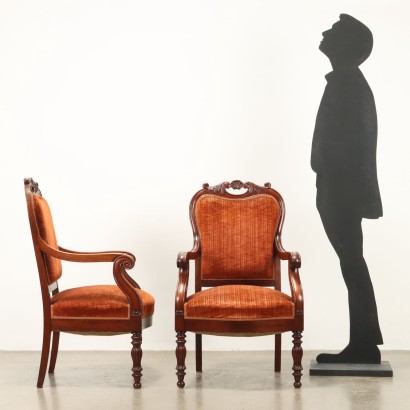 Paar Schlafzimmersessel, Zwei Louis Philippe-Sessel