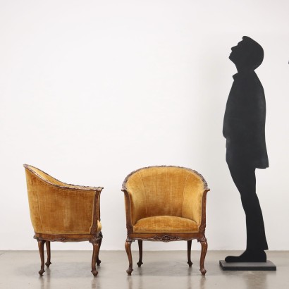 Coppia poltrone chippendale,Coppia Poltrone in Stile Chippendale