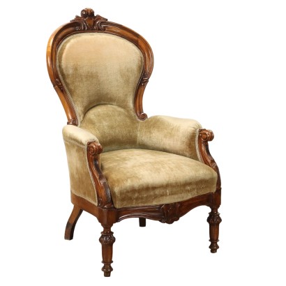 Bergere in walnut, Bergere armchair late 19th century