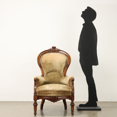 Bergere in walnut, Bergere armchair late 19th century