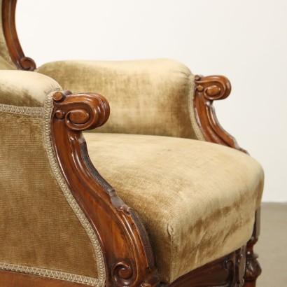 Bergere in walnut, Bergere armchair late 19th century